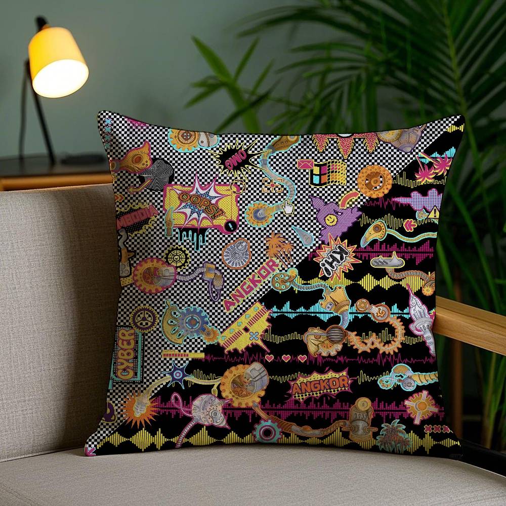 Oriental Classic Buddha Statue Print Pillow Case Anti-dustmite Pillowcase Invisible zipper silky short plush Sofa cushion cover