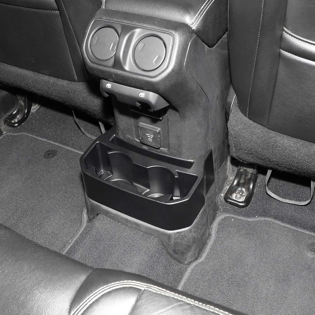 Jimen For JL Rear Cup Holder, Dual Extra Cup Holder Organizer Tray Drink Holder For Back Seat Compatible With Jeep Wrangler JL JLU & Gladiator JT