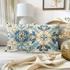 1/4pcs Bohemian Blue Gold Floral Tile Throw Pillow Covers Vintage Mediterranean Style Cushion Cases for Home Sofa Bedroom Decor