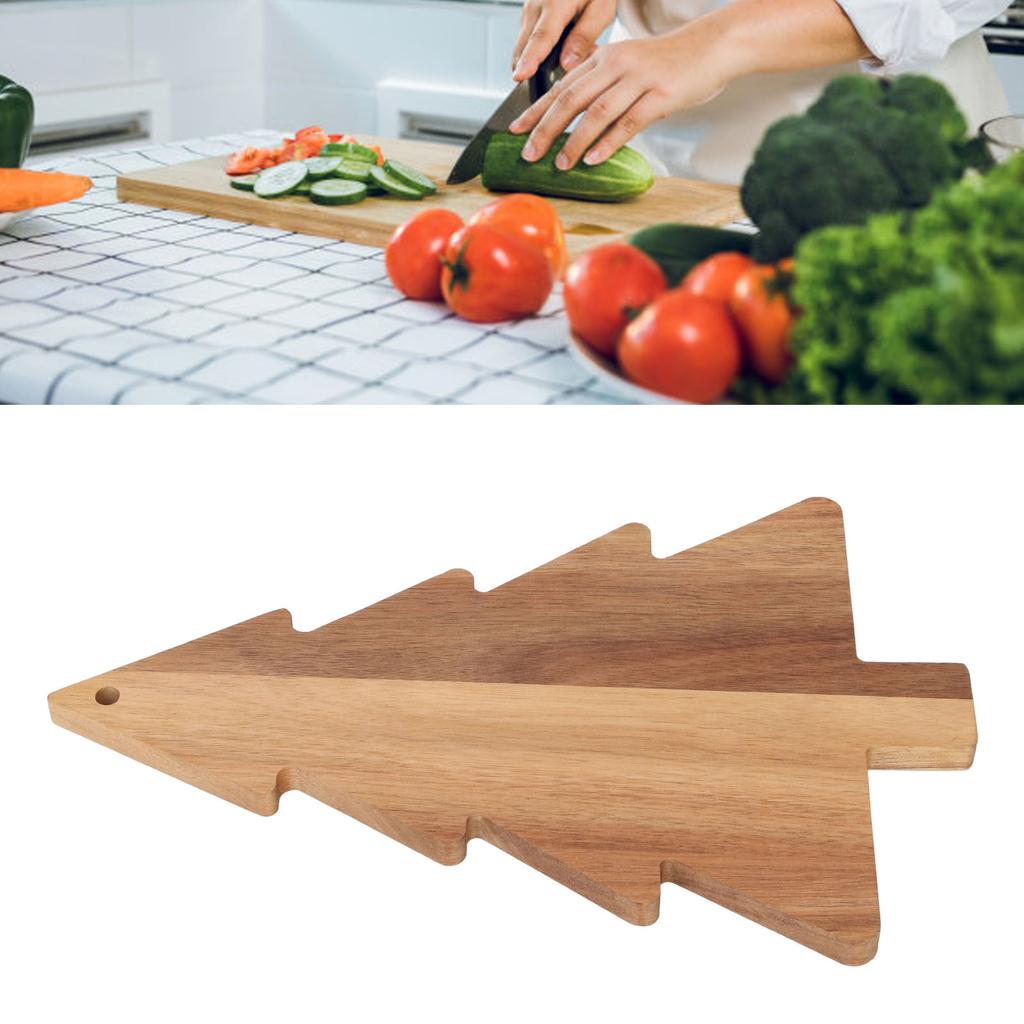 Xmas Tree Shaped Cutting Board Wooden Food Bread Serving Tray Sushi Board for Restaurants Homes Hotels