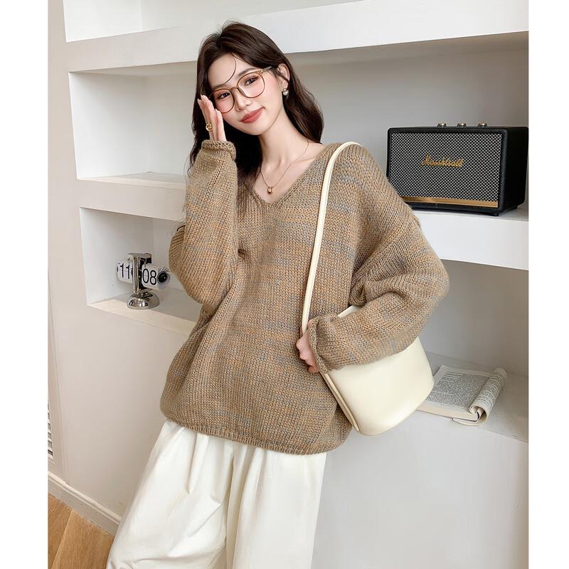 MOCANA Women's V-Neck Loose Knit Sweater