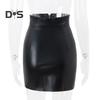 Punk Stil Frauen Winter Mini Rock Hohe Taille Taschen Zipper Verschluss Kurzen Rock Slim Fit Hüfte Gewickelt Sexy Faux leder Rock