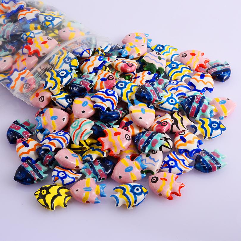 10pcs/Lot Sea Beach Conch Starfish Tropical Fish Bead Charms For Jewelry Making Supplies Ceramics Pendant DIY Bracelets Material