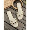 Women Metal Decor Single Flat Sandals Fashion Sexy Open Toe Outdoors Slides Luxurious Office Ladies Party Shoes