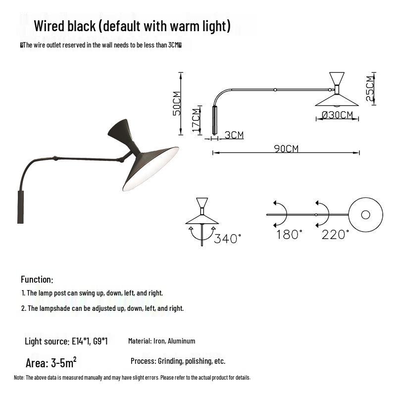 Nordic Nemo Italian Design Minimalist Swingable Rotating Wall Lamp with Speaker for Bedroom and Living Room.