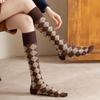 Colorful Spring Pattern  ins fashion Diamond plaid Knee socks women Party Queen knee-high stockings Over Knee long ladies girls