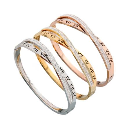 Roman Numerals Cross-inlaid Zircon Bracelet Female Simple Korean Jewelry