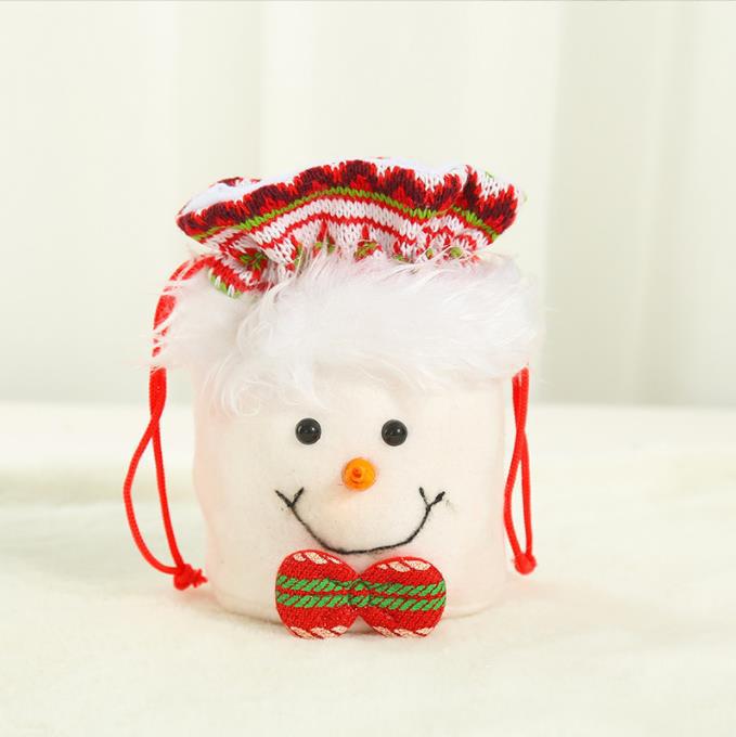 15PCS Flannel Apple Bag Christmas DIY Drawstring Bag Holiday Atmosphere Gift Bag Party Gift Snowman Elk Fun Packaging Bag