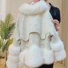 Winter Fox Fur Coat Embroidered Sheepskin Fashion Thickened Womens Outerwear Warm Padded Jacket