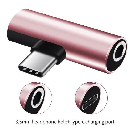 2 w 1 Szybkie ładowanie Stabilna transmisja Plug Play Adapter audio Konwerter USB-C na gniazdo słuchawkowe 3,5 mm Akcesoria audio