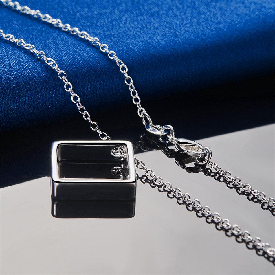 925 sterling silver 16-30 inch exquisite square pendant necklace for women's fashion wedding jewelry party gifts