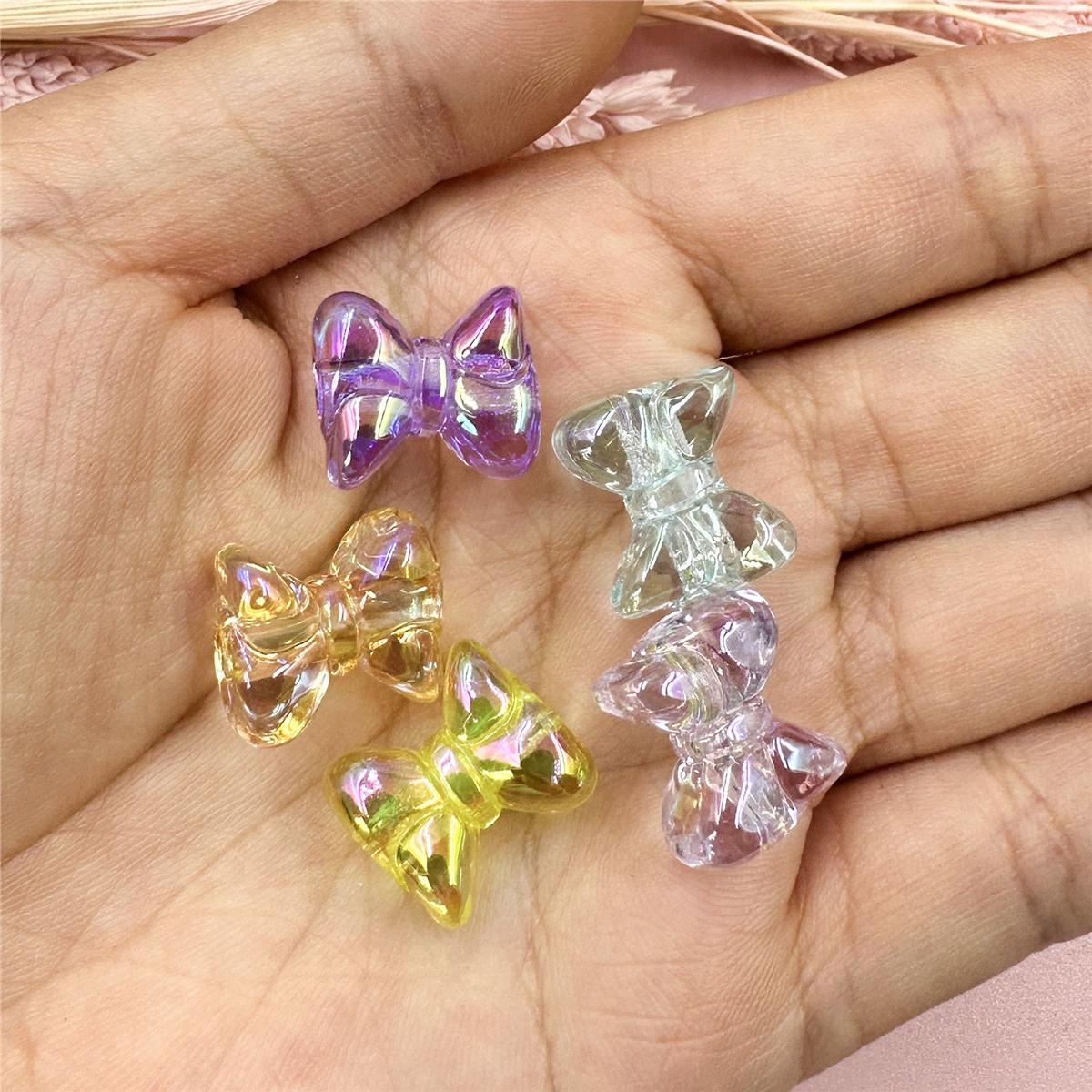 

10 шт. Прямий отвір Браслет Головні убори своїми руками Мобільний телефон Ланцюжок Ювелірні аксесуари Лук Намистини Прозорі 14*15,5 мм Покриття Барвисті Вишукані матеріали різнокольоровий