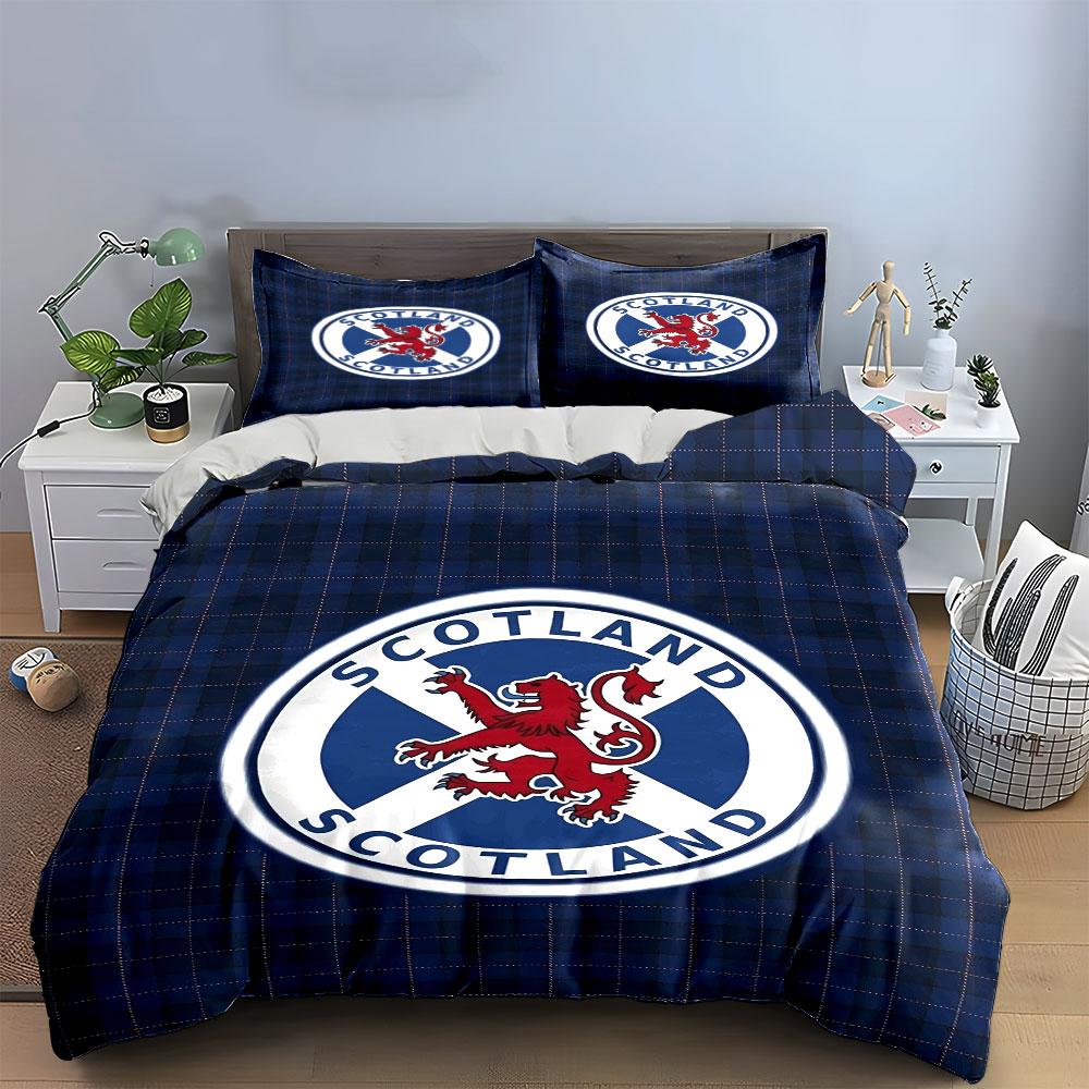 Set Biancheria da Letto Bandiera Scozzese Leone Copripiumino Federe (1 * Copripiumino 2 * Federe, senza piumino)