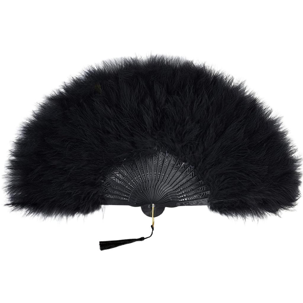 Classical Folding Feathered Fan for Women Suitable for Dance Costumes Holiday and Carnival Parties Photoshoots Decors