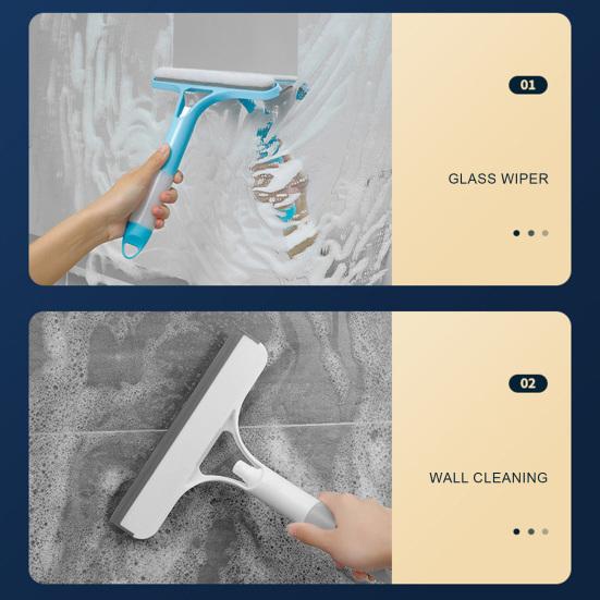 3 In 1 Window Squeegee Cleaner with Spray Bottle Ergonomic Design Double-sided Wipe Window Scrubber Cleaning Tool