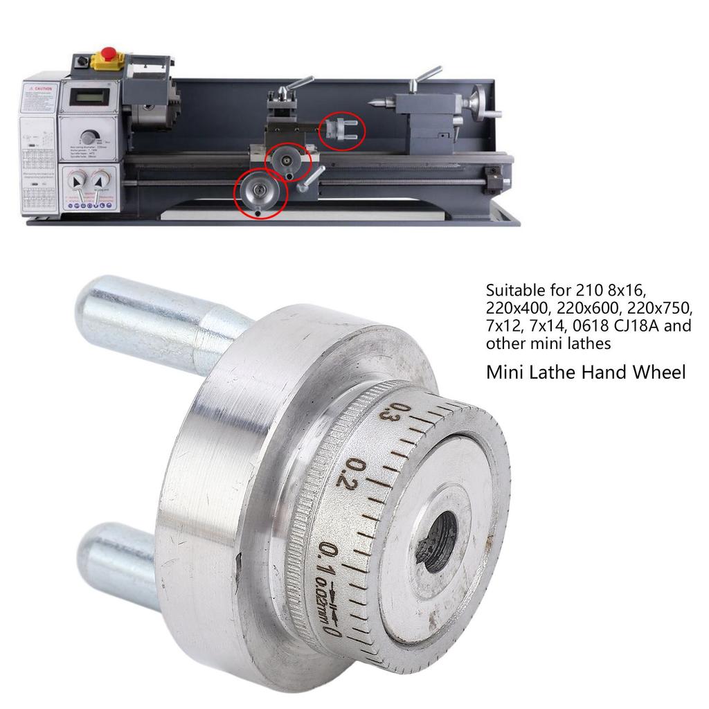 Mini Lathe Hand Wheel with Handle Crank Aluminum Alloy 50mm 2in 0‑1mm Scale  Size Aluminum Alloy Mini Lathe Hand Wheel