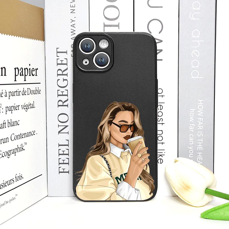 Girl Women Coffee Miss Phone Case for Iphone 16 12 11 14 13 15 Pro Max Mini X XS XR SE 7 8 16Plus Fashion Lady Female Soft Cover