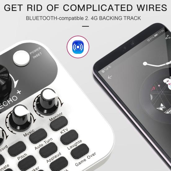 Live Sound Card Mic Echo Knob Funny Sound Effects Voice Changer External Live Broadcasting Singing Audio Mixer Board Studio Supplies