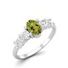 6X4mm Oval Peridot 925 Sterling Silver Five Stone Women Engagement Ring