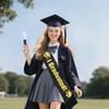 Graduation Outfit Polyester Graduation Cap Matte Finish Elastic Strap Bachelor Cap Black Graduation Sash Graduation Party