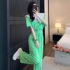 Fashionable Casual Sports Suit for Women Summer Sweet Temperament Short-sleeved Wide-leg Pants Two-piece Set