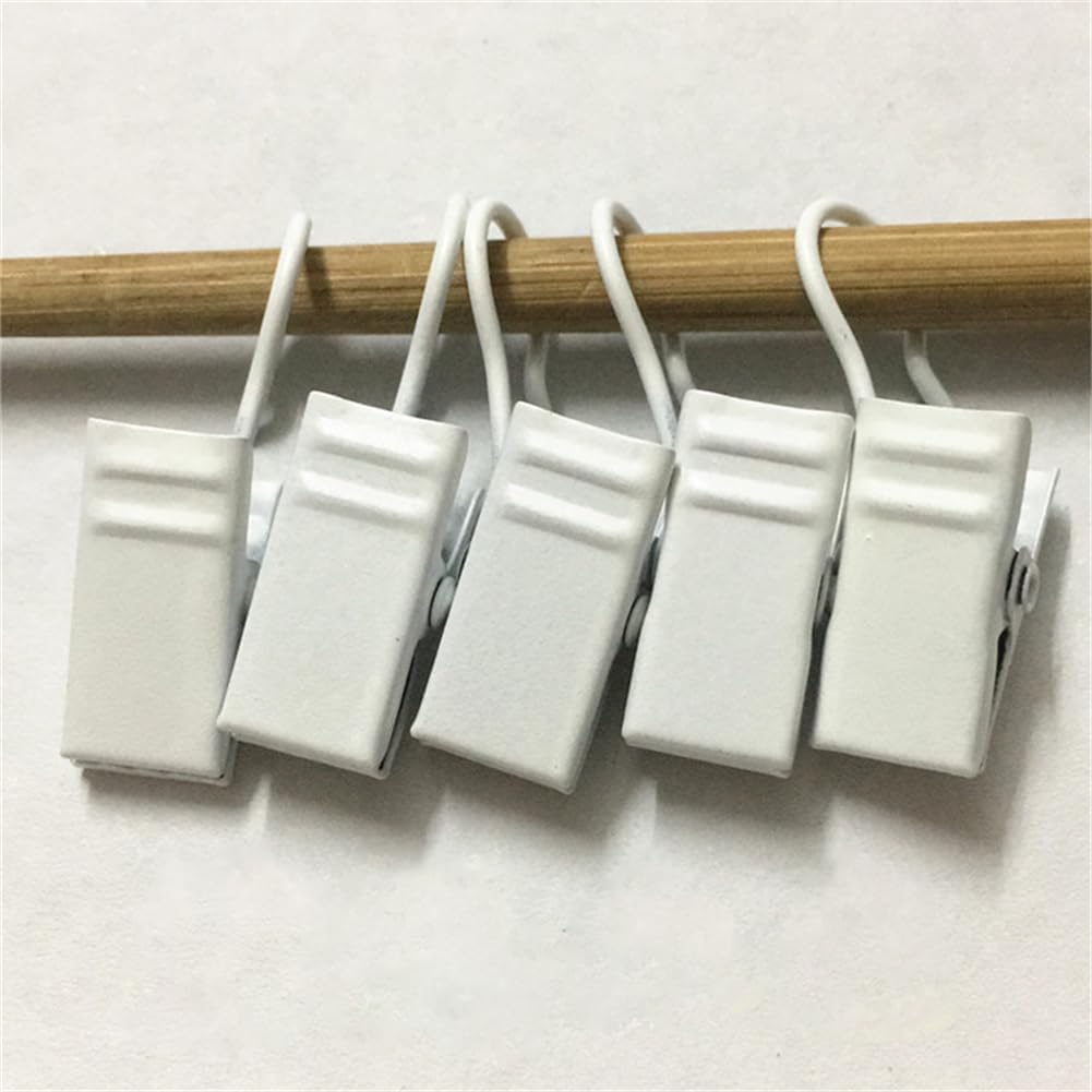 20 Pack Small Heavy-Duty Hook Clip Set Metal Curtain Hangers Clips for Clip Photo Home Decoration Art Craft Display (White)