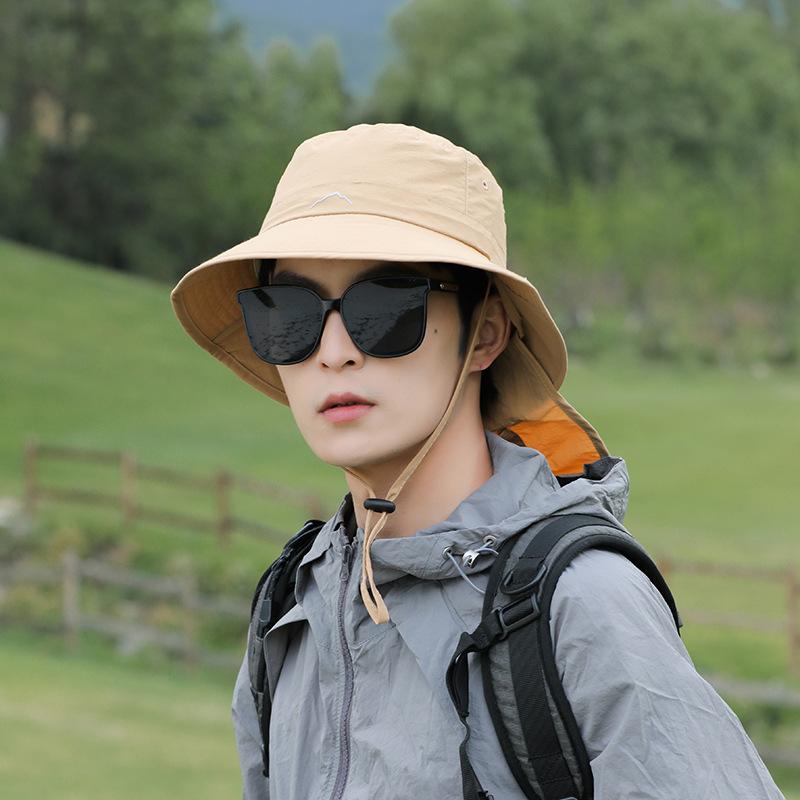 Big Eaves Shawl Bucket Hat Men's Summer Outdoor Fishing Mountaineering Shading Sun Protection Hat Foldable Bag Hat Women