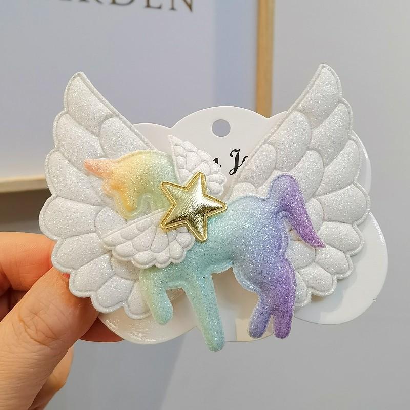 Clip para el pelo de unicornio con alas de ángel Accesorios para el pelo para niños Clip para el pelo de unicornio Clip lateral Clip para la parte posterior de la cabeza