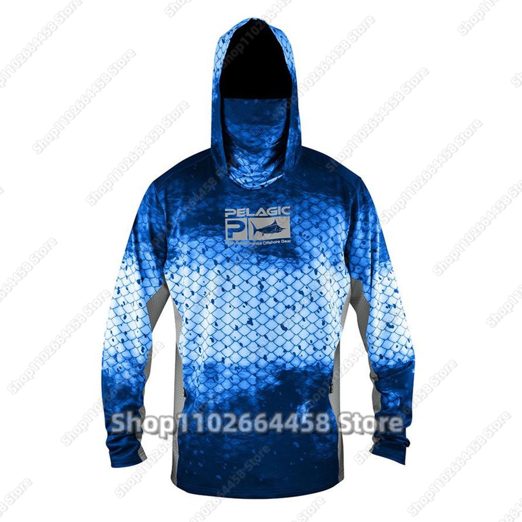 PELAGIC camouflage fishing suit for men and women long-sleeved mask hoodie sun protection breathable fishing suit can be