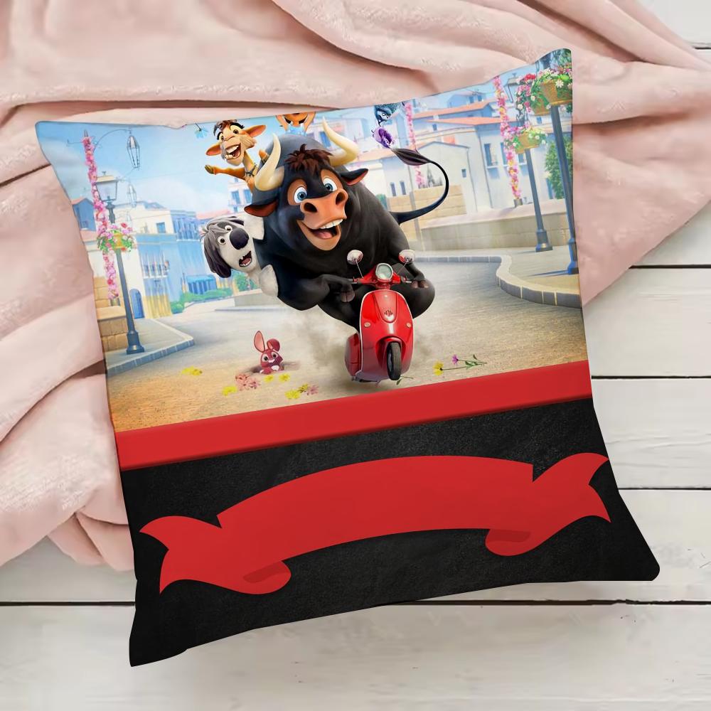 Niedlicher Cartoon Ferdinand Kissenbezug Kissenbezug Anti-Hausstaubmilben Kissen Unsichtbarer Reißverschluss seidiger kurzer Plüsch Sofakissenbezug