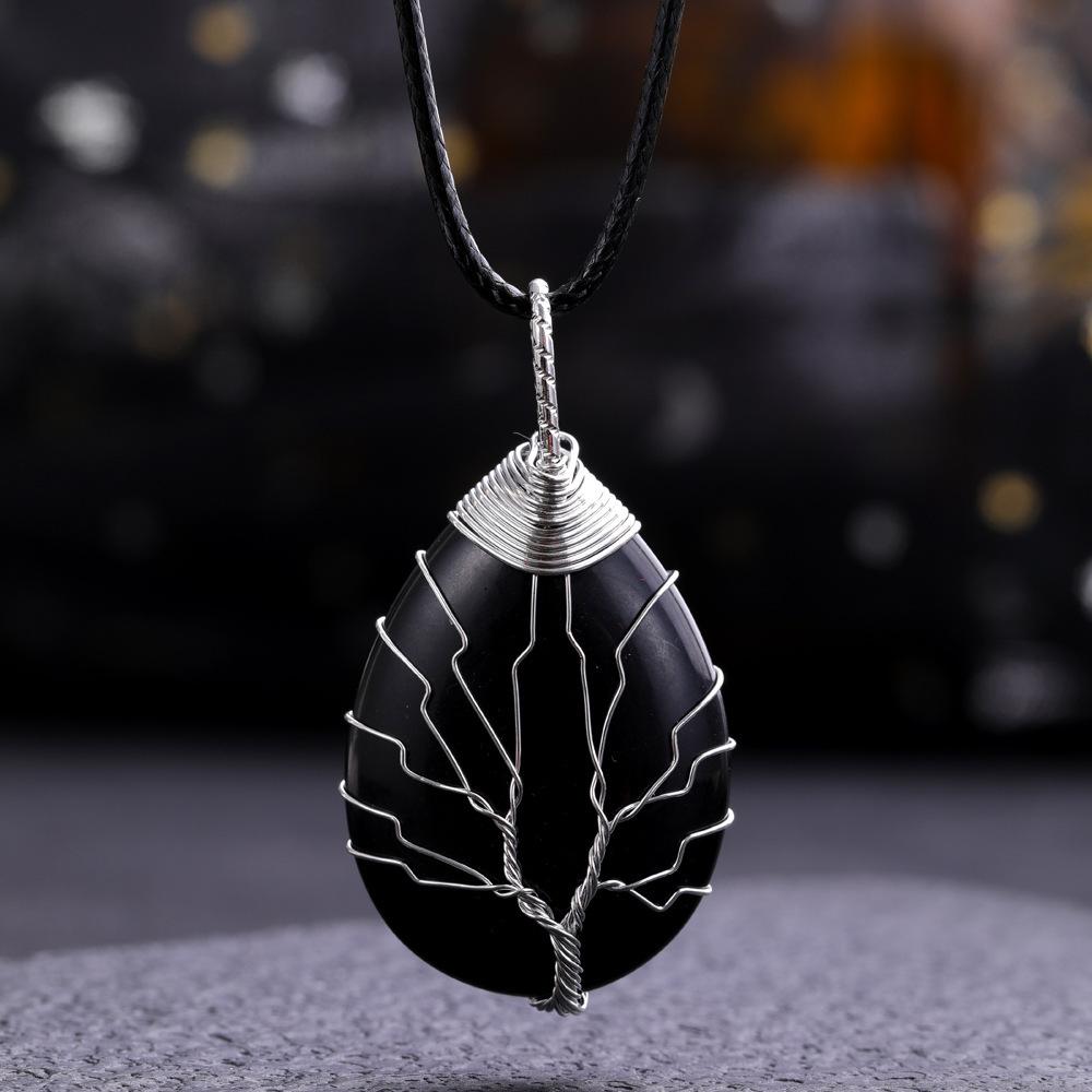 Waterdrop Life Tree Keychain Handmade Wire Wrapped Keychain Personalized Jewelry for Men Couple Family Keychain Pendant