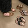 Niche Design Set Toe Cool Slippers 2025 New Summer Wear with Skirt Seaside Flat Bottom Square Head Roman Sandals