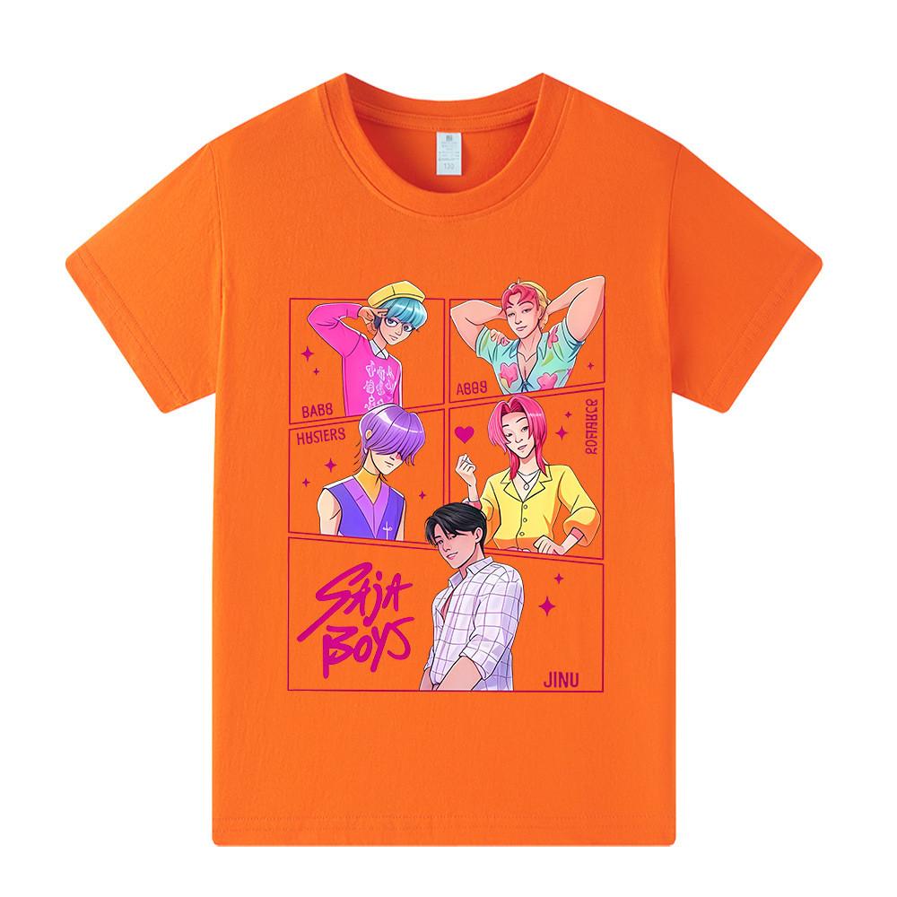 A1217 Kids Boys Girls Sajaboys Kpop Rumi Zoey Mira Print Short Sleeves T-shirt