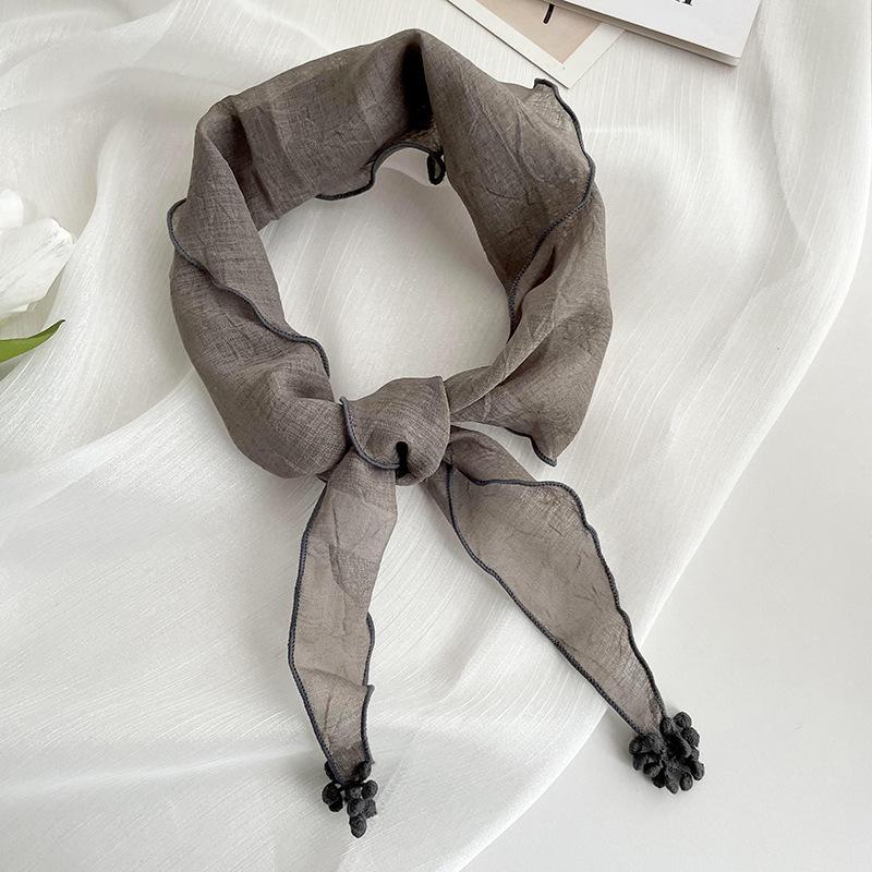 Triangle scarf scarf women's summer thin gauze pendant small scarf scarf scarf shawl silk scarf high-end headscarf headband