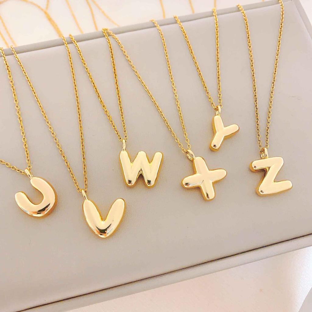 European and American popular glossy English letter necklace autumn and winter niche versatile high-end sense does not fade titanium steel necklace