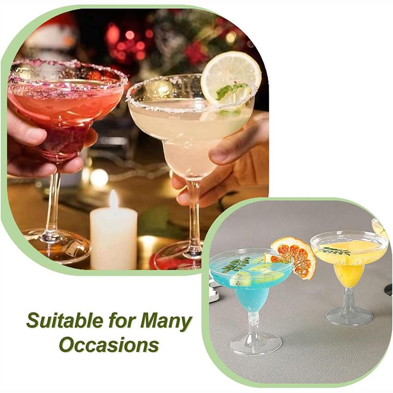 18Pcs Plastic Margarita Glasses, Disposable Stackable Champagne Cups for Bar Wedding Party, Cocktail Martini Drink Clear Cups