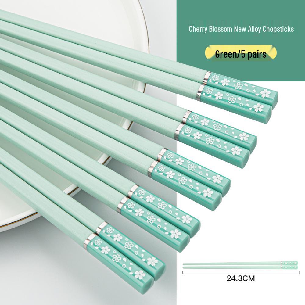 Nordic-Style Non-Slip Alloy Chopsticks - Japanese-Style Tableware for Home Kitchen (E18)