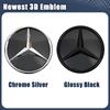 Für Mercedes Benz W245 B200 B250 W204 C300 C250 C350 GLK X204 GLK300 GLK350 Glänzend Schwarz Neuestes 3D Stern Emblem Logo Schwarzer Rand