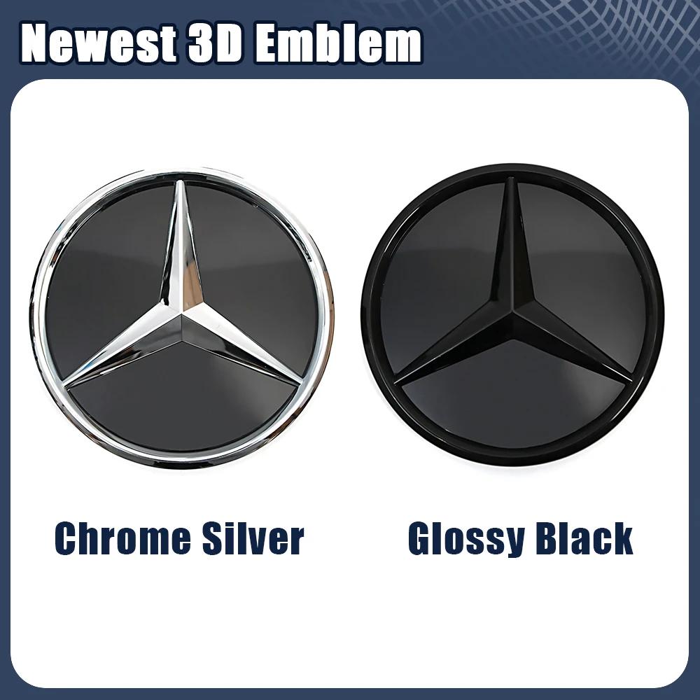 Für Mercedes Benz W245 B200 B250 W204 C300 C250 C350 GLK X204 GLK300 GLK350 Glänzend Schwarz Neuestes 3D Stern Emblem Logo Schwarzer Rand