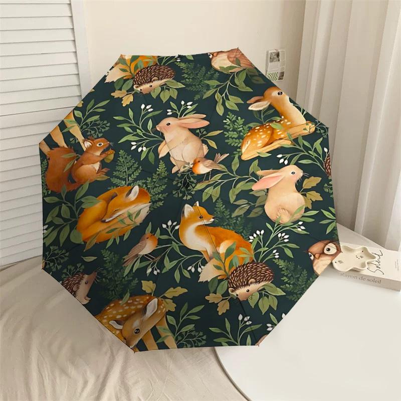 

1PC Forest Animals Umbrella-8-Rib Reinforced Portable Folding Travel Suitable for All Seasons Outdoor Daily Use-G330