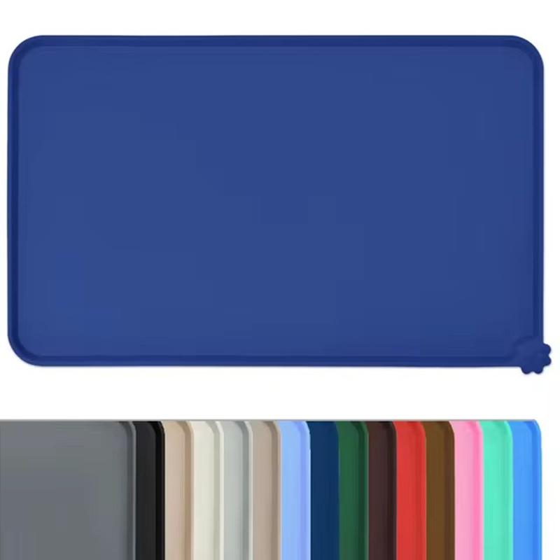 

Cat Dog Food Mat For Pet Feeding Bowl Floors Waterproof Non Slip, Silicone Pet Bowl Mat - High-Lipped, Non-Stick, Waterproof Pad темно-синий