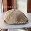 Fashion corduroy beret women's big head circumference retro forward hat autumn and winter cap simple casual painter hat