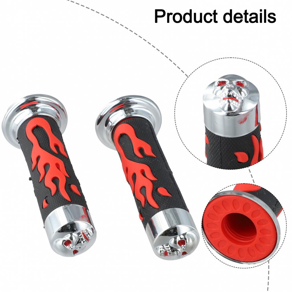 Coprimanopole per Manubrio Moto Design Teschio Fiamme Gomma Morbida Set 22mm