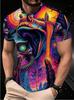 Men's Printed T-Shirt - Psychedelic Waterfall Giant Head Design Ultra-Soft & Breathable, Trendy Summer TeeMen's Stylish Casual Round-Neck Patterned