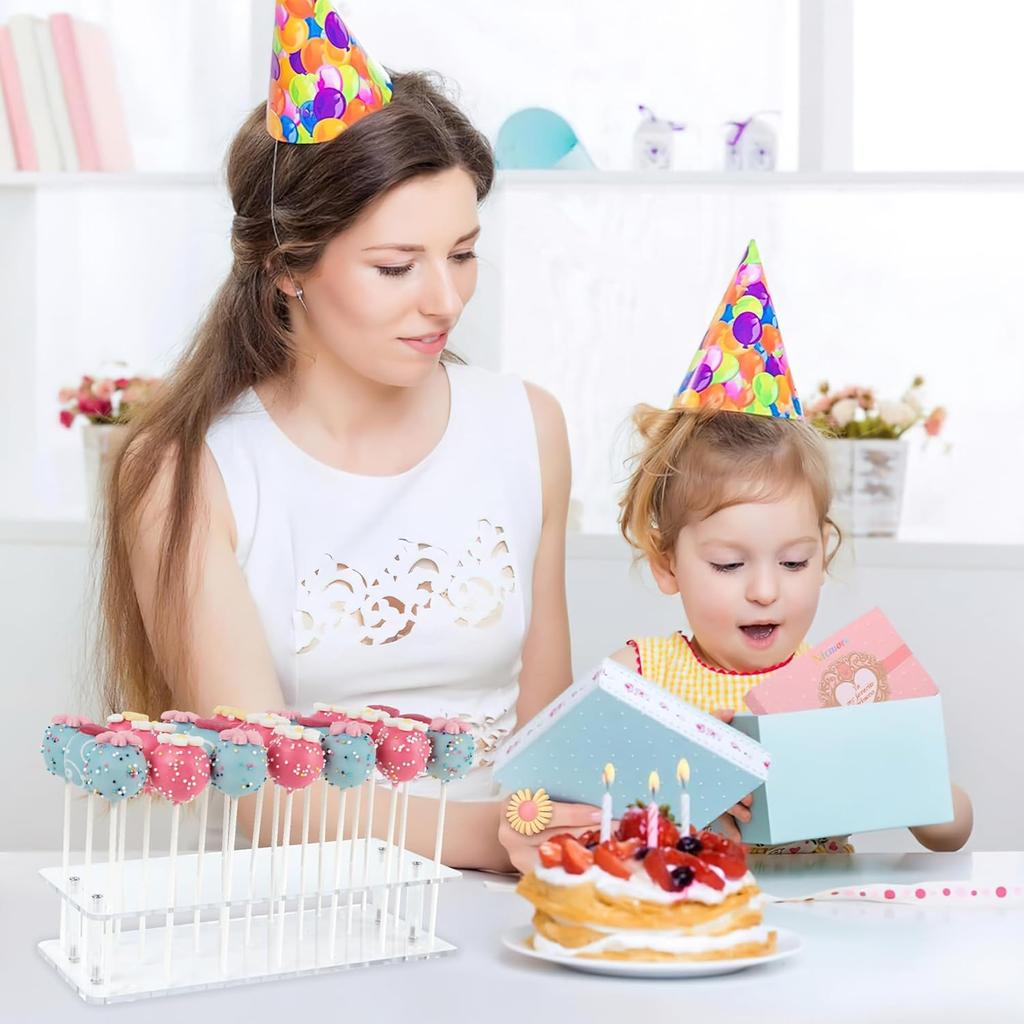 Acrylic Cake Pop Display Stand, 20/21 Hole Clear Lollipop Holder for Weddings Christmas Birthday Parties Halloween Candy Decor