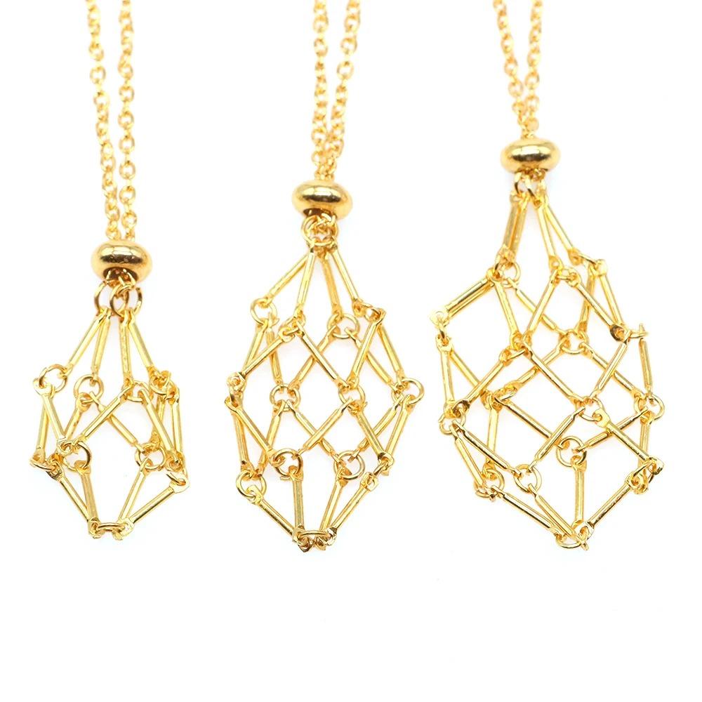 Stone Storage Crystal Cage Necklace DIY Rhinestone Holder Necklace Stainless Steel Necklace  Ladies