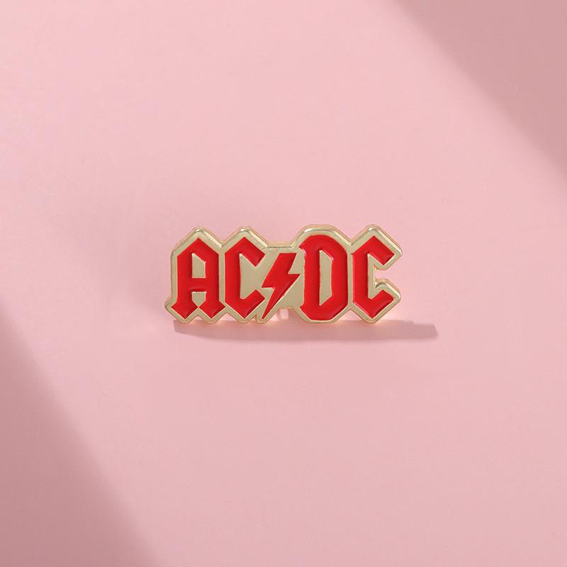 Fashionable Rock Acdc Band Pin Chic Geometric Letter Design Ideal Gift All For