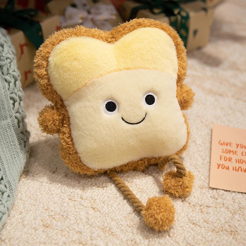 Adorable Cartoon Toast Plush Toy Bread Crossbody Pouch Toast Bread Pillow Toast Plush Doll Pouch Festive Birth Date Gifts 23cm