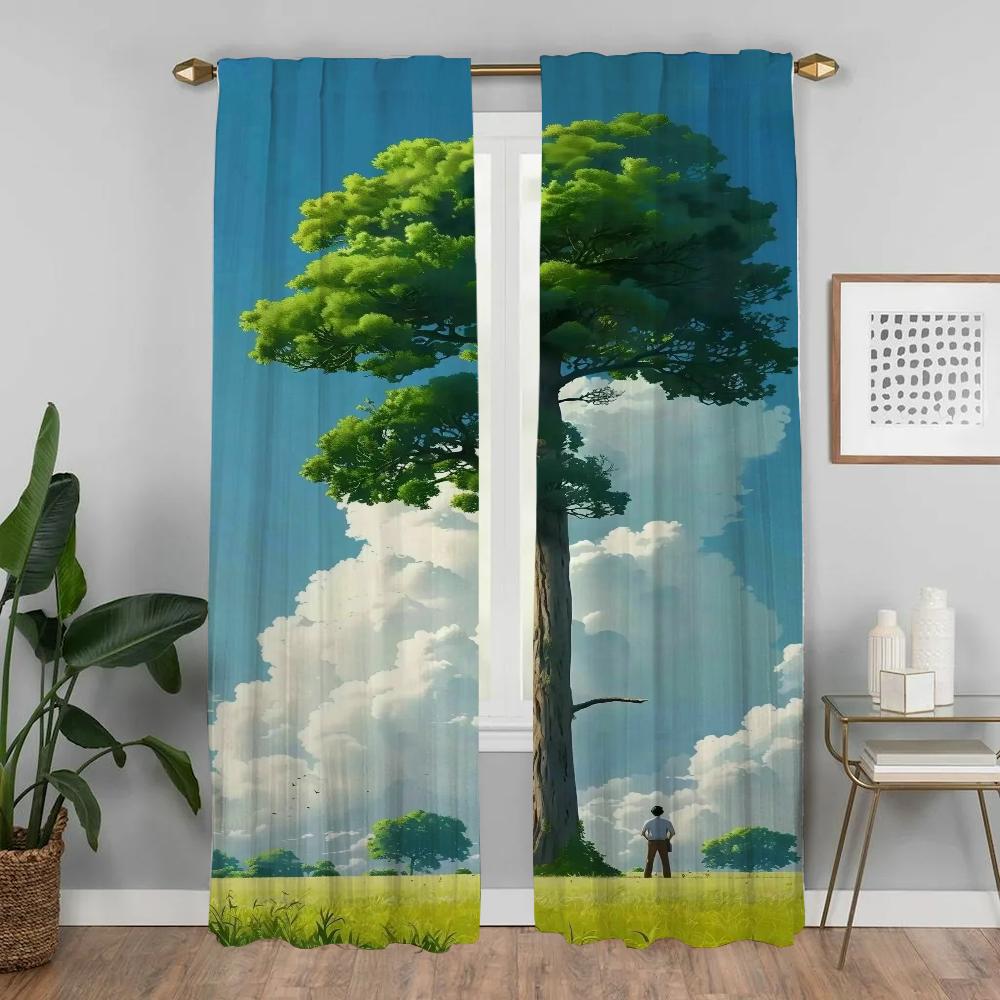 Elegant Room Curtains for Camera Beauty Scenery Window Curtain for Room 2 Panel Home Interior Curtains Partition Shades Living
