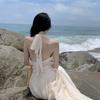 French Goddess Style Backless Halter Dress – Summer Beach Fairy Long Skirt